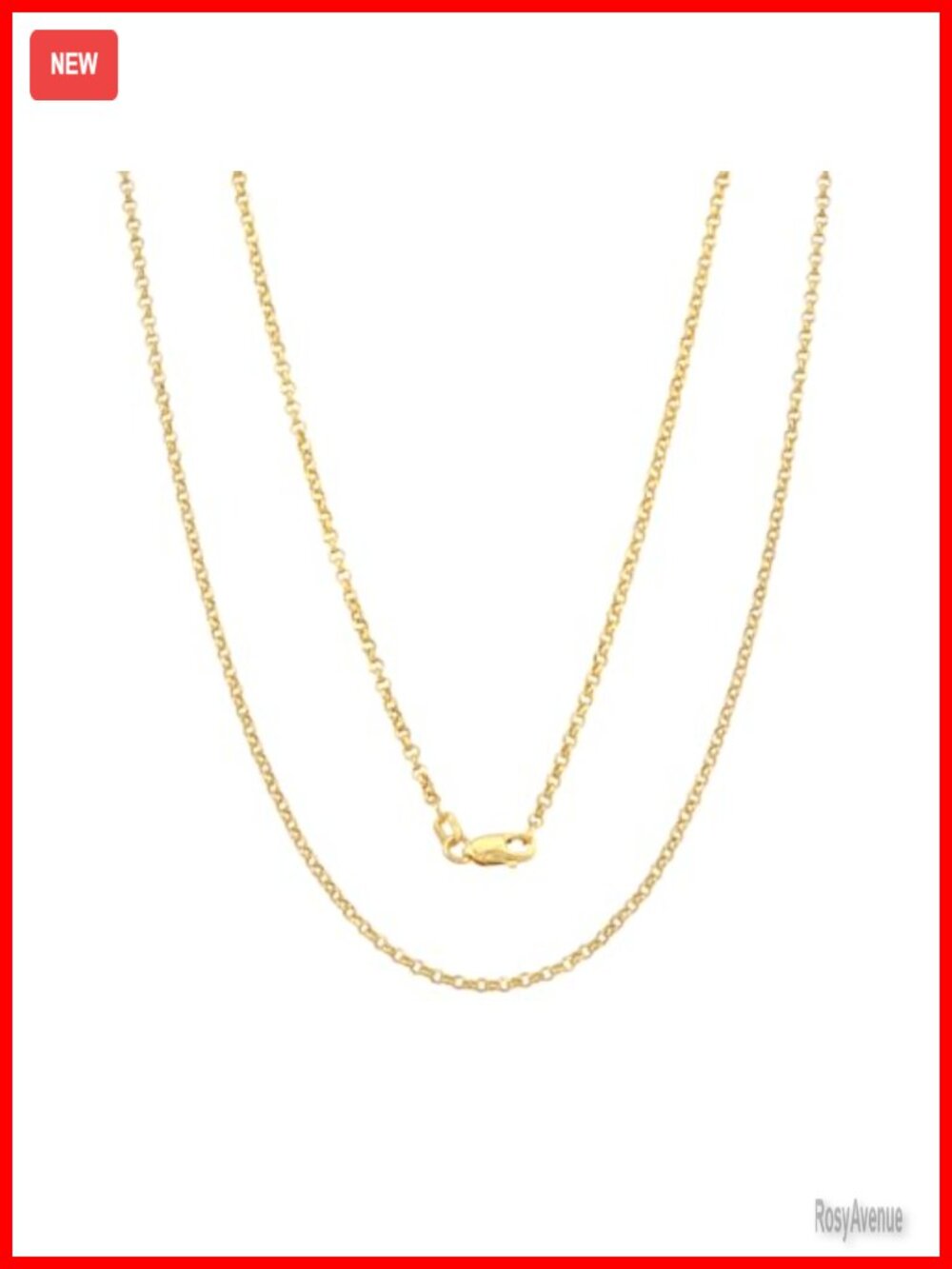 14K Yellow Gold Rolo Chain Necklace 1.5mm Dainty Fine Jewelry